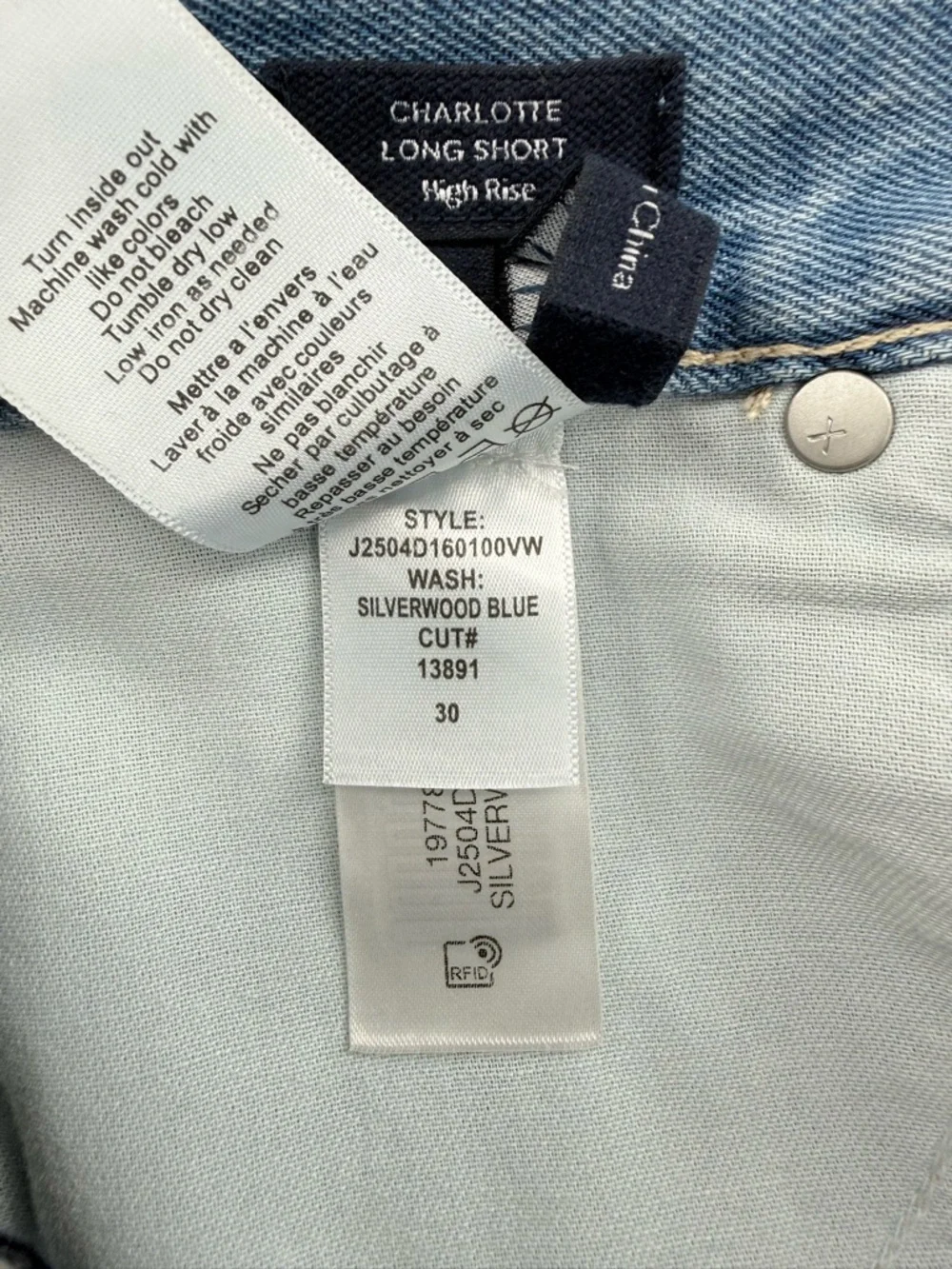 Veronica Beard Charlotte High Rise Denim Long Shorts in Silverwood Blue Size 30
